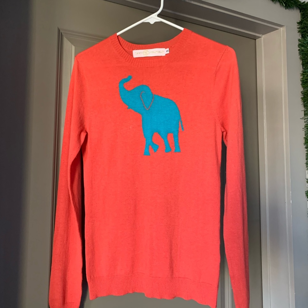 Tracy Negoshian Coral Elephant Sweater